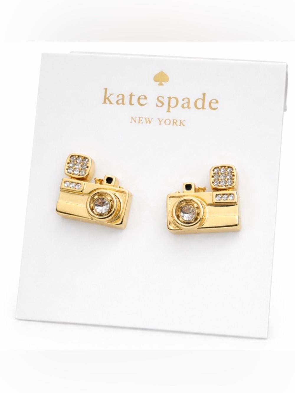 kate spade New York Gold Camera Stud Earrings-New